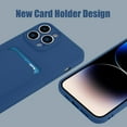 thumbnail image 2 of TPU Wallet iPhone 14 Pro Max Case, Card Holder Camera Protection Cover + Screen Protector, Push-able Card Slot Case Compatible with iPhone 14 Pro Max Phone Case Girls Women -Blue, 2 of 12