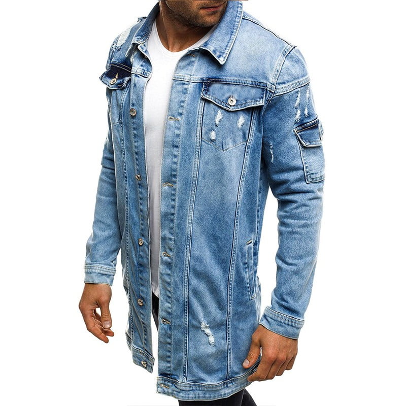 Distressed jean jacket mens hotsell