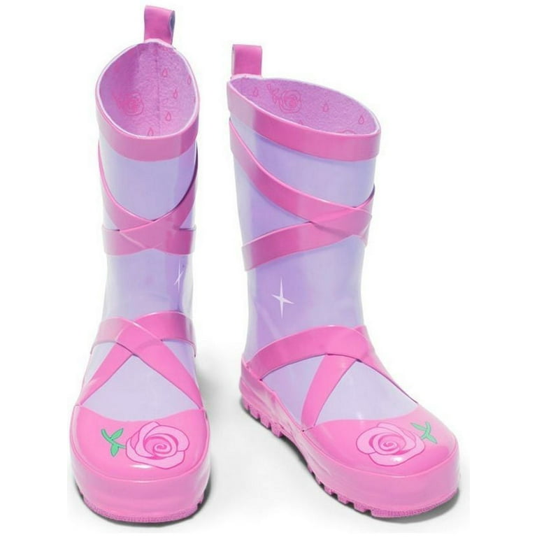 Kidorable Little Girls Pink Ballerina Slipper Rubber Rain Boots 9 Toddler Walmart