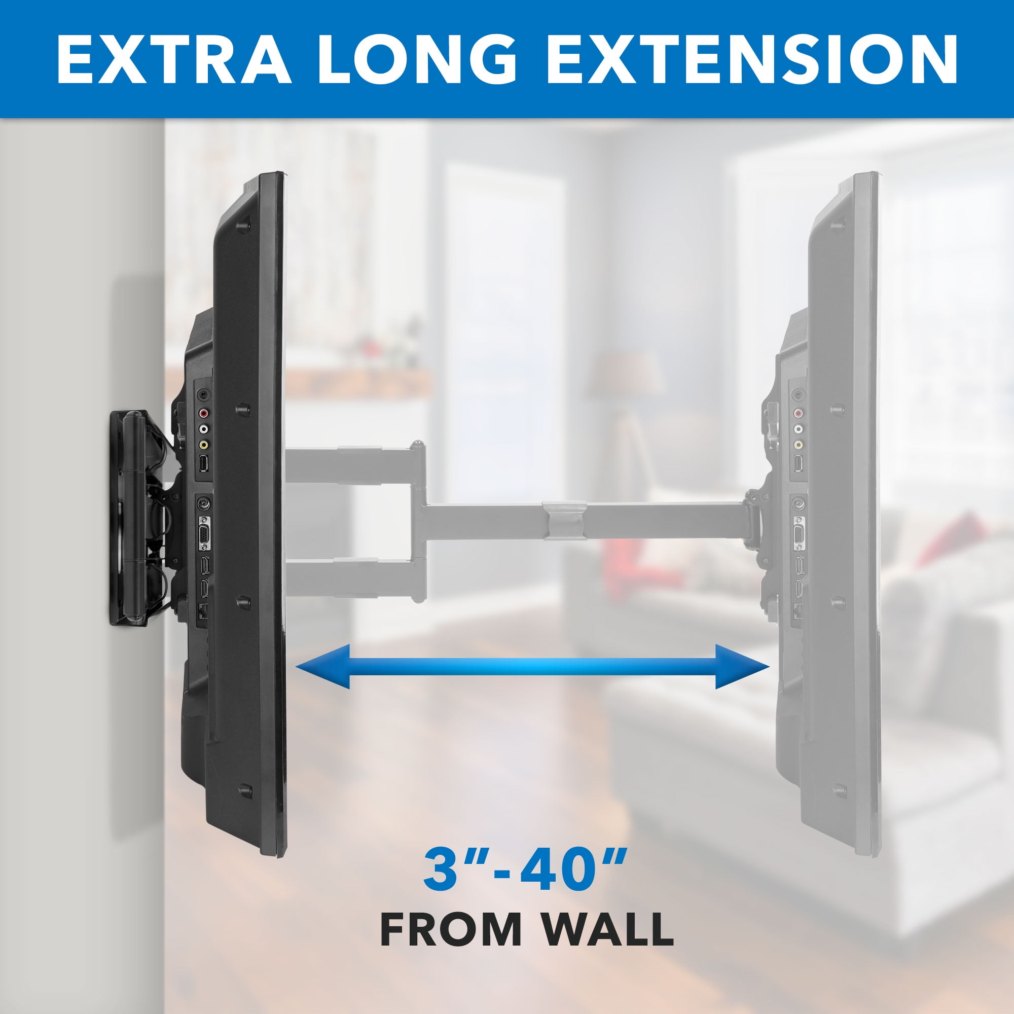 Mount-It! Full Motion TV Wall Mount with Extra Long Extension, Fits 40"- 80" TVs ,  40" Extension,  110 lbs. Capacity