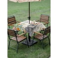 thumbnail image 3 of Happy Easter Outdoor Tablecloth - 54x54 Inch Square Dining Table Cover, Spring Bunny Easter Eggs Floral Beige Burlap Waterproof Outdoor Table Cloth with Umbrella Hole & Zipper for Picnic/Patio/Party, 3 of 7