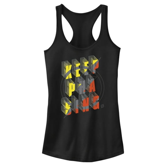 Junior's The Flash Yellow 3D Keep Phasing Racerback Tank Top Black Medium