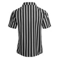 thumbnail image 4 of Men's Summer Striped Flannel Collar Short Sleeve Button Up Shirt Casual Beach Shirt Tops for Vacation Golf Fishing Loose Fit Modern Fashion Essential | AESTIVO,Black L, 4 of 5