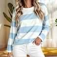 thumbnail image 2 of VBVC Women's Striped Crew Neck Top , Ladies' Loose Fit Drop Shoulder Shirt , Stretchy Long Sleeve Pullover For Women, S-XL, 2 of 6