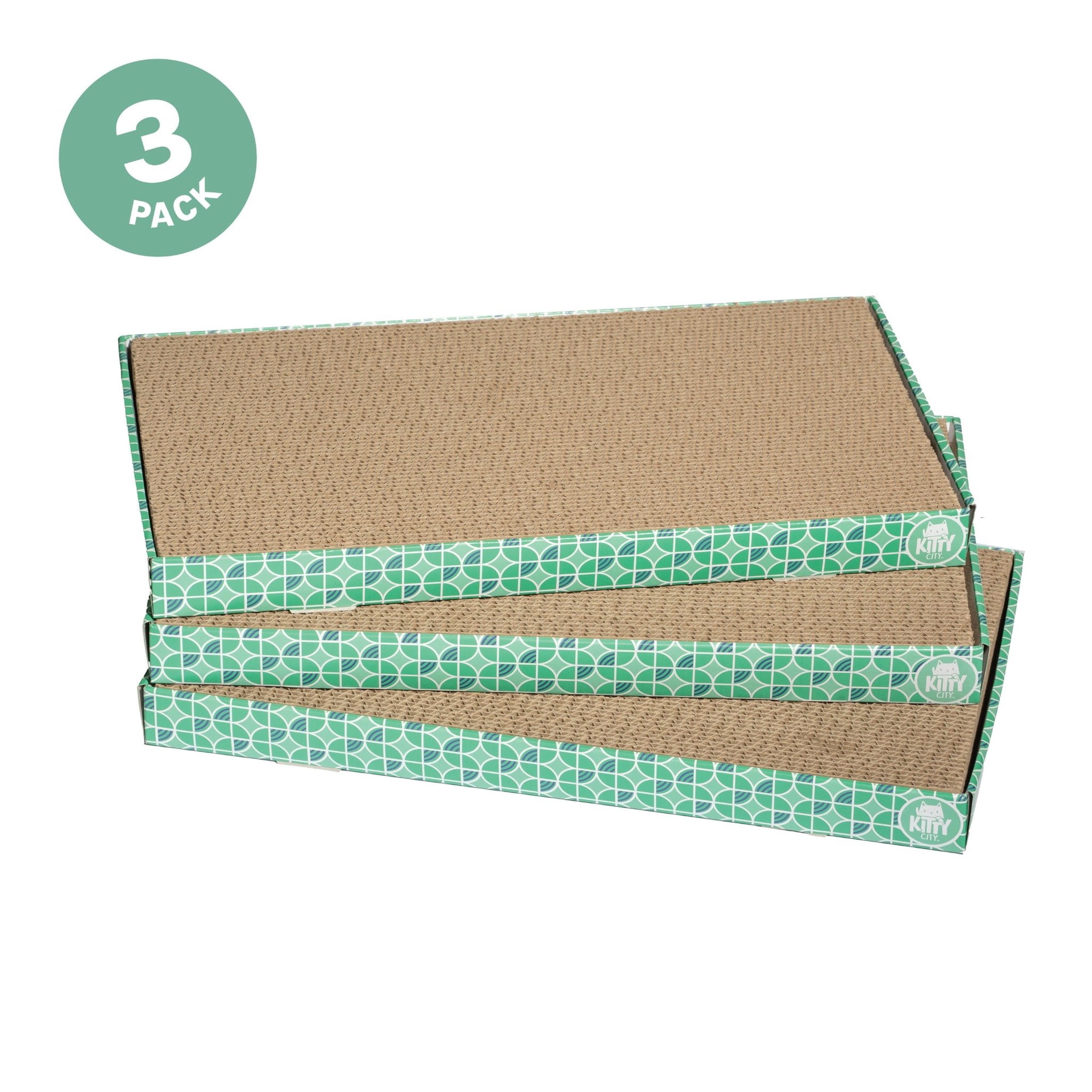 Kitty City Corrugated Cat Scratching Pads with Catnip, 3-Pack