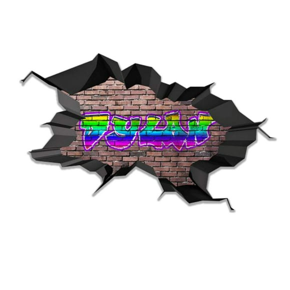MySticky Autocollant Mural Personnalisé avec Nom 3D Graffiti / Art Vinyle Décoratif / Amovible / Pelable et Collant / Bordure Noire Profonde (MYS104-Medium)