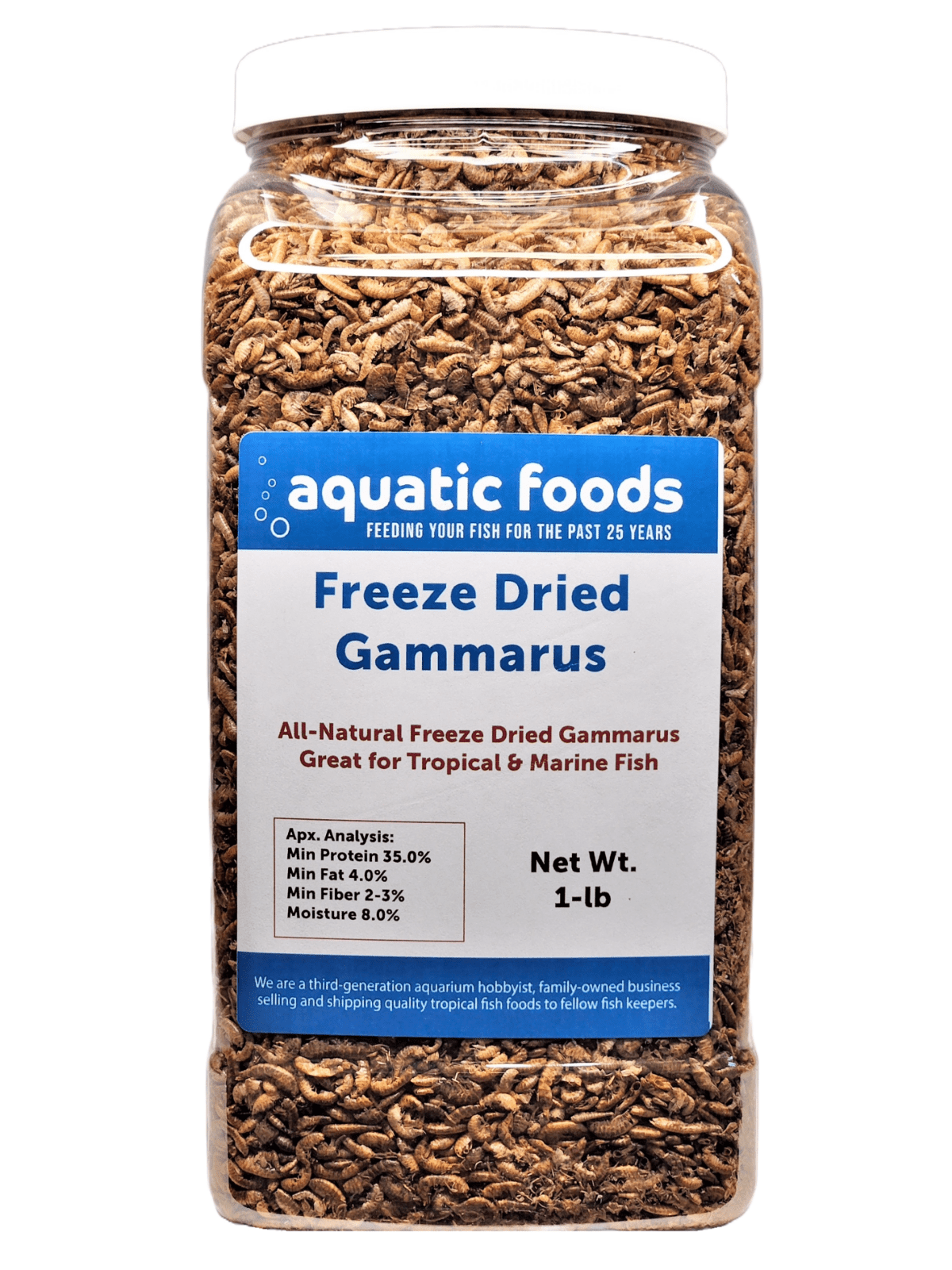 Gammarus Shrimp--Freeze Dried. Great for All Tropical Fish, Marine Fish, Cichlids, Carnivores, Discus, Coldwater Fish, Goldfish, Koi, Turtles Even Birds and Reptiles1-lb Lg Jar