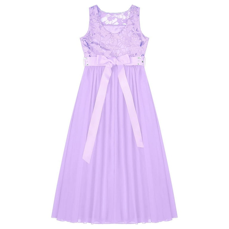 sachin and babi light blue dress YONGHS Kids Girls Lace Bridesmaid Dress Long A-Line Chiffon Gown Lavender 6