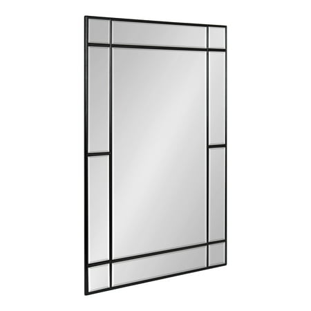 Kate and Laurel Westgate Transitional Windowpane Rectangle Wall Mirror, 24 x 36, Black, Sophisticated Decorative Window Rectangular Framed Mirror for Wall Decor with Slight Bevel