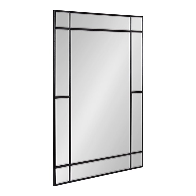 Kate and Laurel Westgate Transitional Windowpane Rectangle Wall Mirror, 24 x 36, Black, Sophisticated Decorative Window Rectangular Framed Mirror for Wall Decor with Slight Bevel