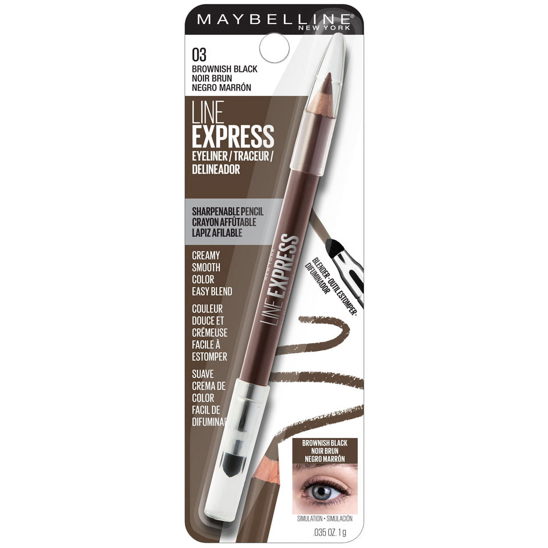(4 pack) Maybelline Line Express Sharpenable Wood Pencil Eyeliner, Brownish Black