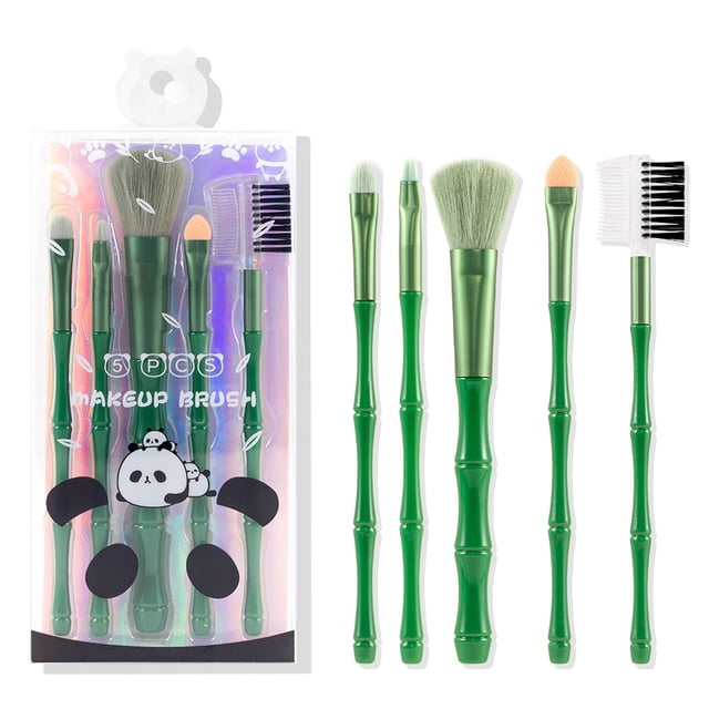 Set de brochas de maquillaje para principiantes, incluye 5 brochas para rubor, sombras de ojos y maquillaje portátil.