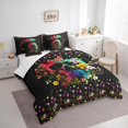 thumbnail image 3 of jejeloiu Colorful Cute Flowers 7-Piece Bedding Comforter Set,Gothic Skull King Bedding Sets,Happy Velantine'S Day Bed Sheets For Men Women,Breathable Home Decor Reversible, 3 of 8