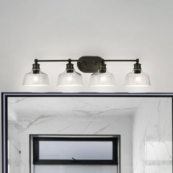 Luxury Vintage Bath Light, Large Size: 8''H x 9''W, with Farmhouse Style Elements, Matte Black Finish, UHP4881 from the Lubbock Collection by Urban Ambiance