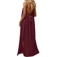 thumbnail image 6 of Cami Dresses for Women Sleeveless Cami Lounge Dress Backless Summer Split Dress Beach Maxi Sundresses with Back Tie, 6 of 7