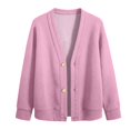 thumbnail image 5 of YWMJI V Neck Lightweight Knit Cardigan Sweaters for Women Long Sleeve Button Down Sweaters Loose Fit Basic Layering Cardigans Plus Size Outerwear Coats Soft Cozy Business Casual Outfits Pink Xl, 5 of 5