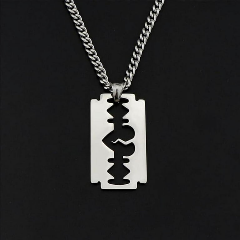 Broken heart razor blade necklace clearance