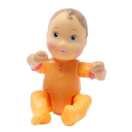 Replacement Part for Fisher-Price Loving Family Dollhouse - Replacement Articulated, Poseable, Baby Figure dressed in an Orange Onsie, Infant has brown hair and blue eyes