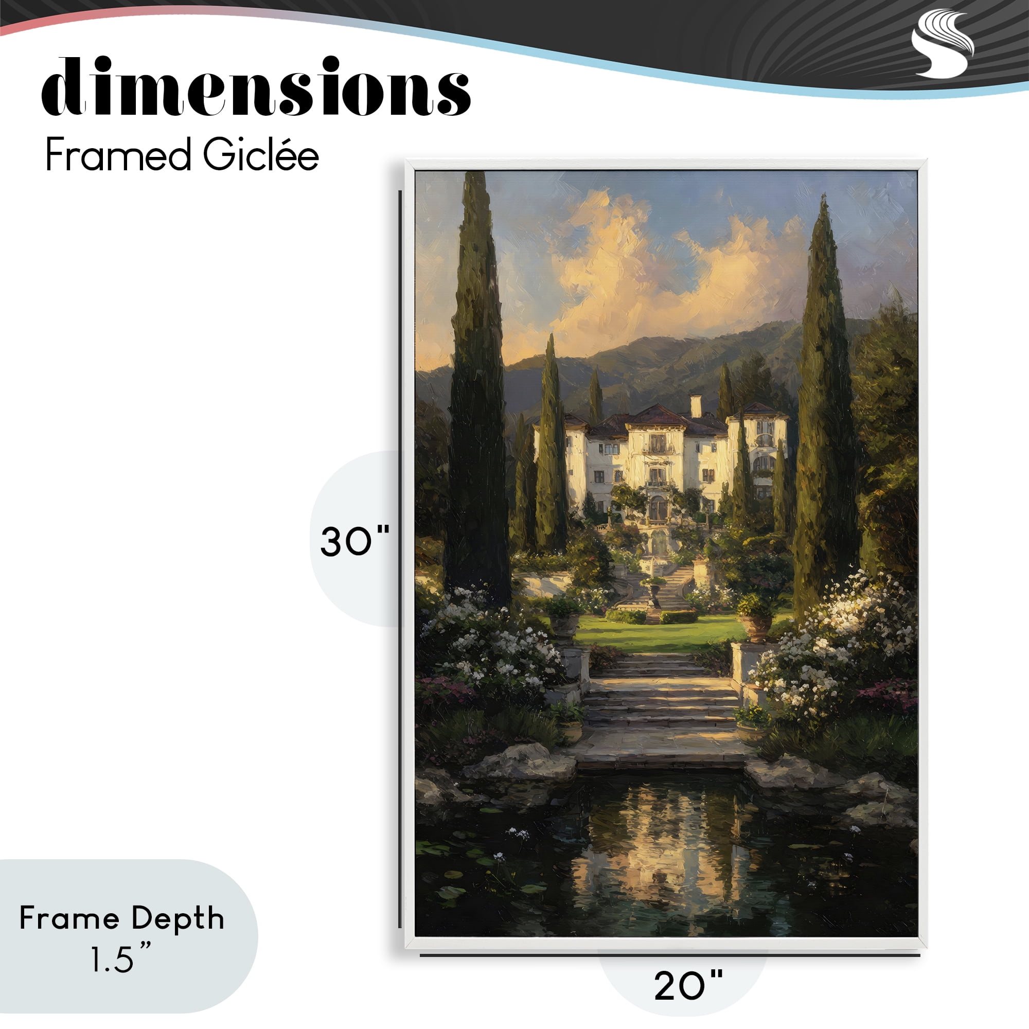 Stupell Industries Victorian Mansion at Sunset White Framed Giclee Art, design by Petal Prints Design