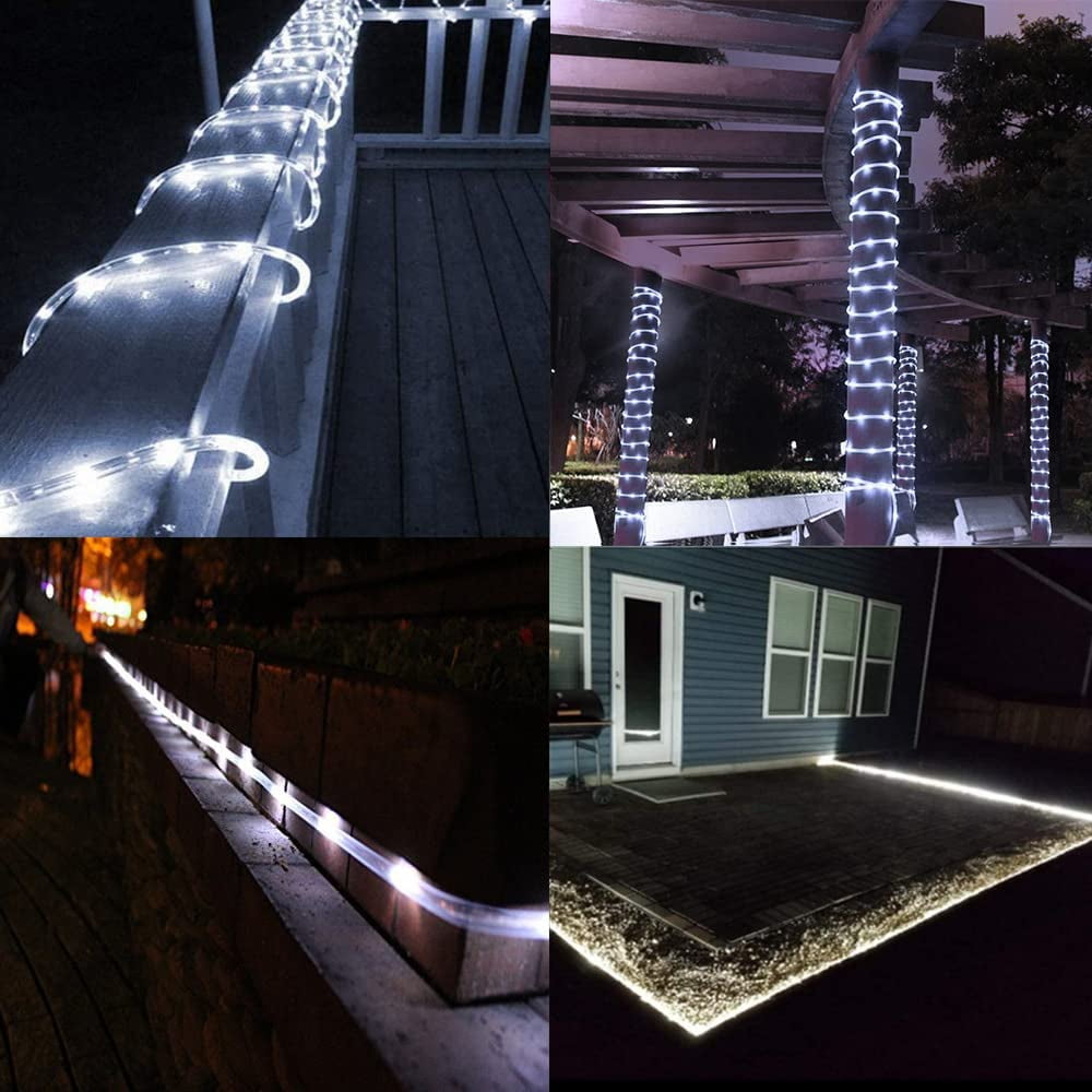 NOGIS Solar Rope Lights, 72 Feet 200 LED 8 Modes Solar Rope String Lights Outdoor Fairy Lights Rope Waterproof Tube Lights with Solar Panel for Home Decoration Garden Parties (Cool White?
