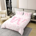 thumbnail image 2 of Erosebridal Housse de Couette en Coton 100 % Lettre Initiale W Format Simple, Ensembles de Literie Amour avec Nœud Rêveur Format Simple, Déco Romantique Girly, Réversible 2 Pcs (Sans Couette), 2 of 6