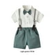 thumbnail image 2 of Sonducket Camisa de manga corta con botones para niños, conjunto de pantalones, ropa de fiesta con lazo, pantalones cortos con bolsillos conjuntos de ropa Verde 70cm, 2 of 6