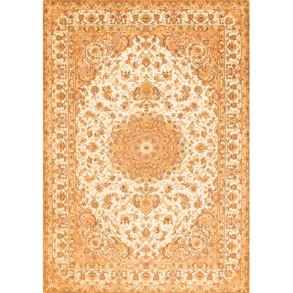 Ahgly Company Indoor Rectangle Medallion Orange Traditional Area Rugs, 8' x 12'