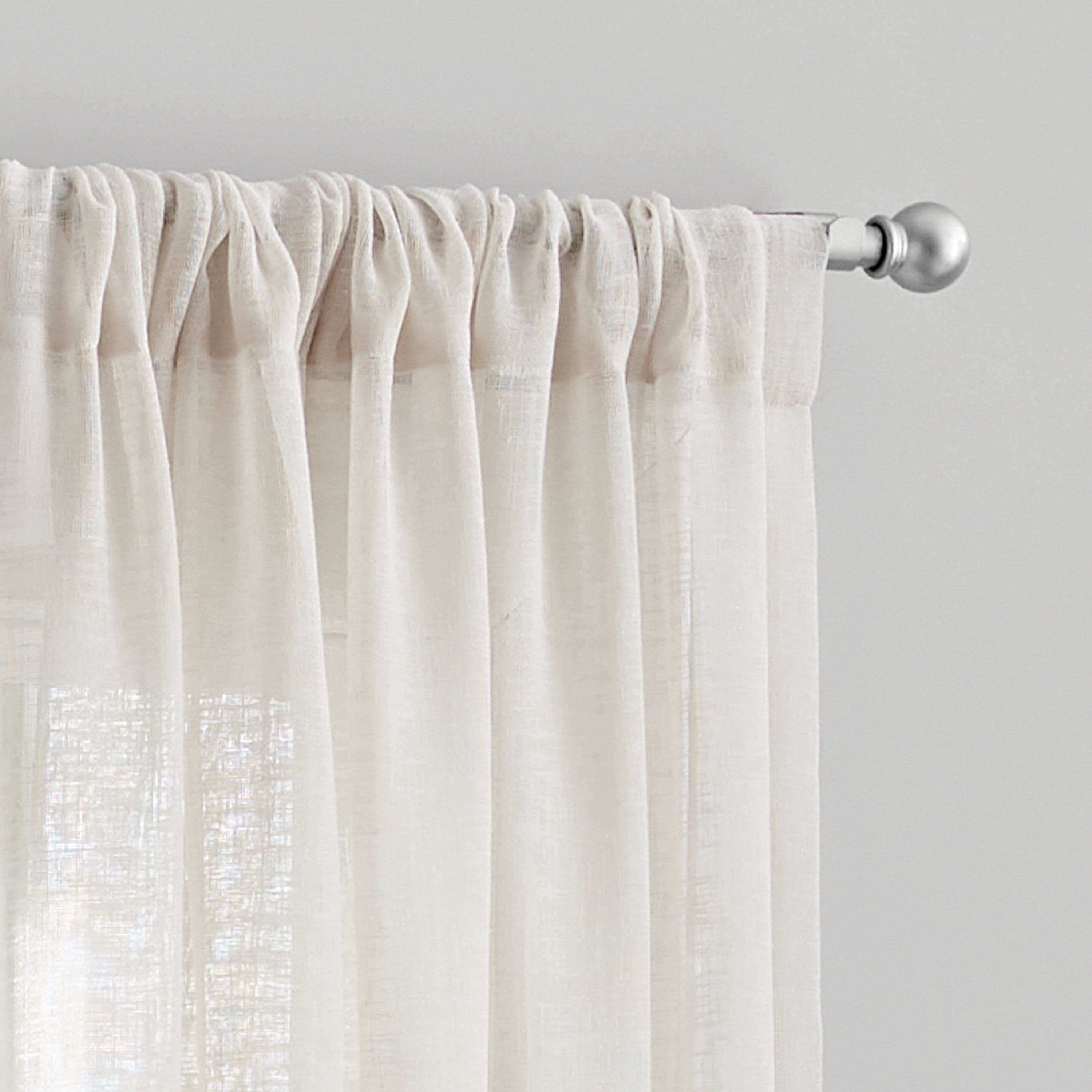 Mainstays Bel Air Sheer Wide Single Curtain Panel, Beige, 50" W x 84" L