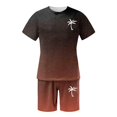 thumbnail image 4 of Mens Beach Vacation Outfit Set Coconut Tree Print Gradient Color T Shirt and Shorts 2 Piece Matching Set Short Sets for Men, 4 of 6