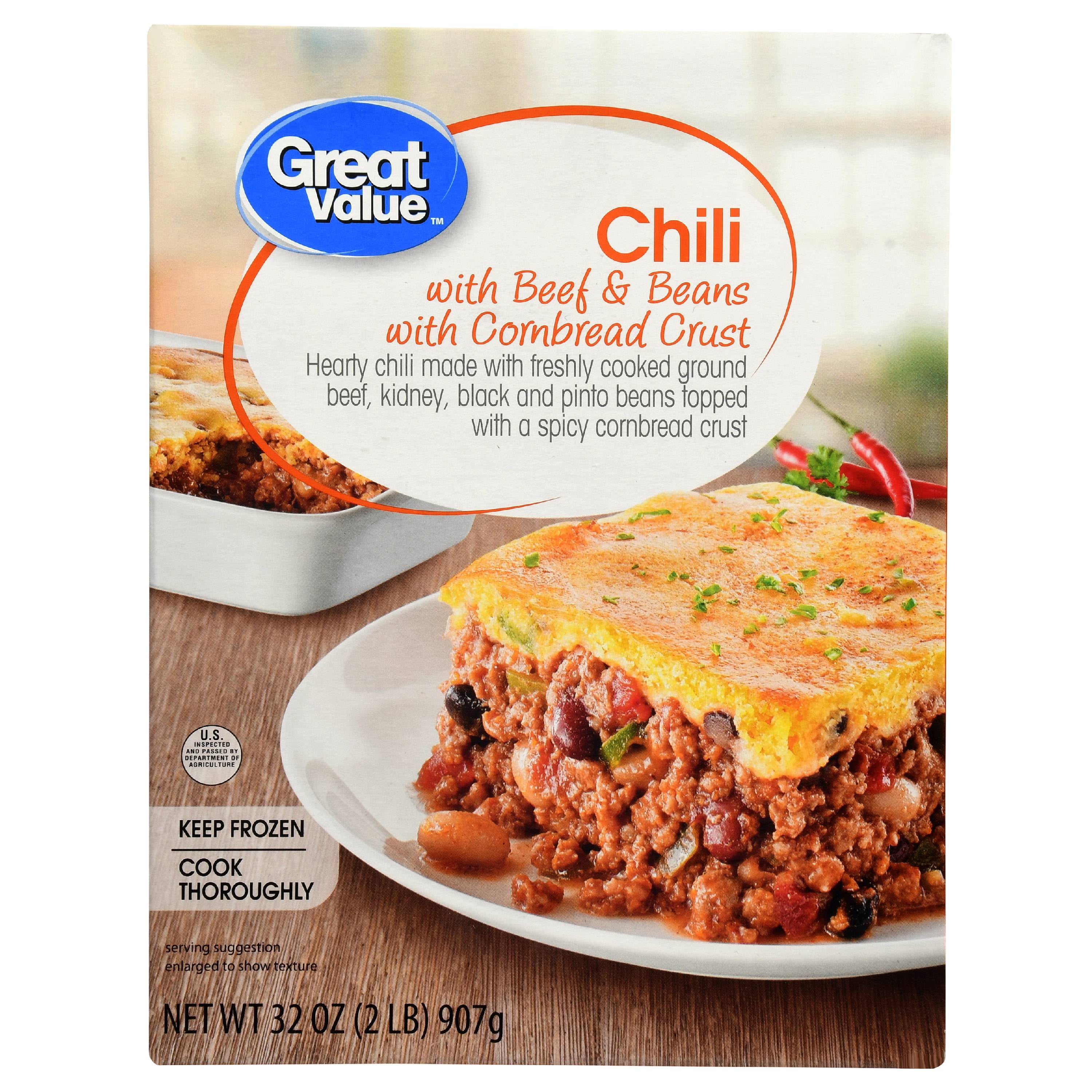 Great Value Chili with Beef & Beans with Cornbread Crust, 32 oz
