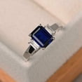 thumbnail image 2 of HeartsAndYou 2ct Natural Sapphire & Diamond Baguette Accent Trilogy Ring 14k SOLID White Gold, 2 of 8