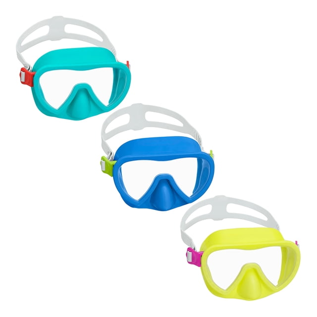 Goggles Visor Snorkel Coloridos Bestway Paquete 3 Piezas Plástico De Alta Resistencia