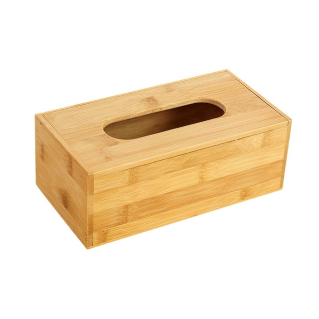 Caja de pañuelos de bambú, organizador de pañuelos, caja de pañuelos decorativa rectangular L