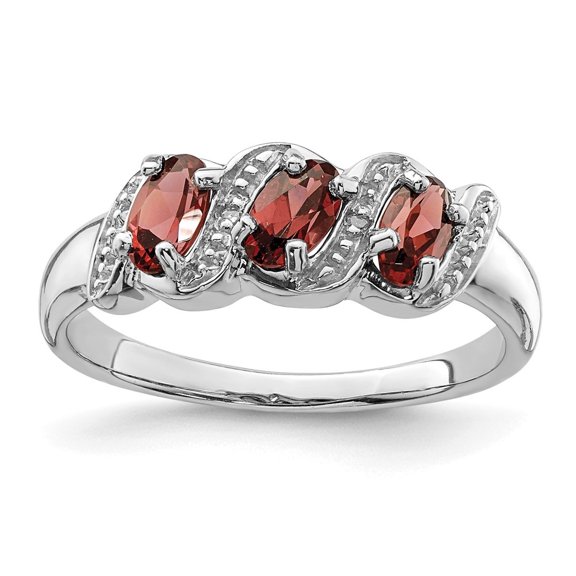 Auriga Fine Jewelry 925 Sterling Silver 0.79ct Oval Cut Garnet and Diamond Engagement Ring Size 7 for Women