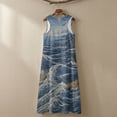 thumbnail image 5 of Xoenoiee Boat Wave Mountain Print Round Neck Summer Dress for Women 2026, Women's Sleeveless Sundress with Pocket, Cotton Linen Ankle-Length Maxi Dress Beach Vacation Outfits Plus Size, Size 3XL, 5 of 7