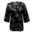 thumbnail image 4 of Okbop Athletic Tank Tops for Women,Loose Sexy Floral Print Three Quarter Sleeve V-Neck T-Shirt Women Blouse Dress Shirts for Women, 4 of 5