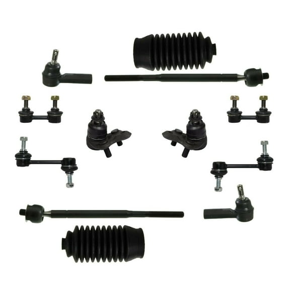 12 Pc Rear & Front Complete Suspension Kit Tie Rod Ends Sway Bars Bellow Boots Fits select: 1996-2002 TOYOTA COROLLA