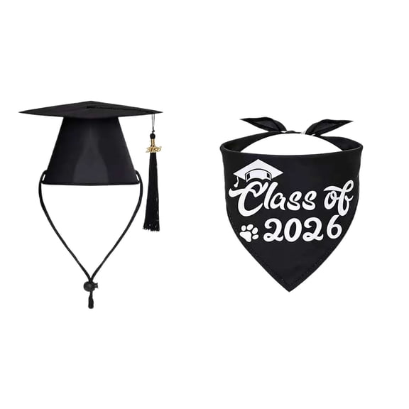 2026 Pet Graduation Cap Bow Ties Bandana Set, Dog Cats Cute Props, Pet Tassel Graduation Cap For Graduation Photos With Adjustable Elastic Strap