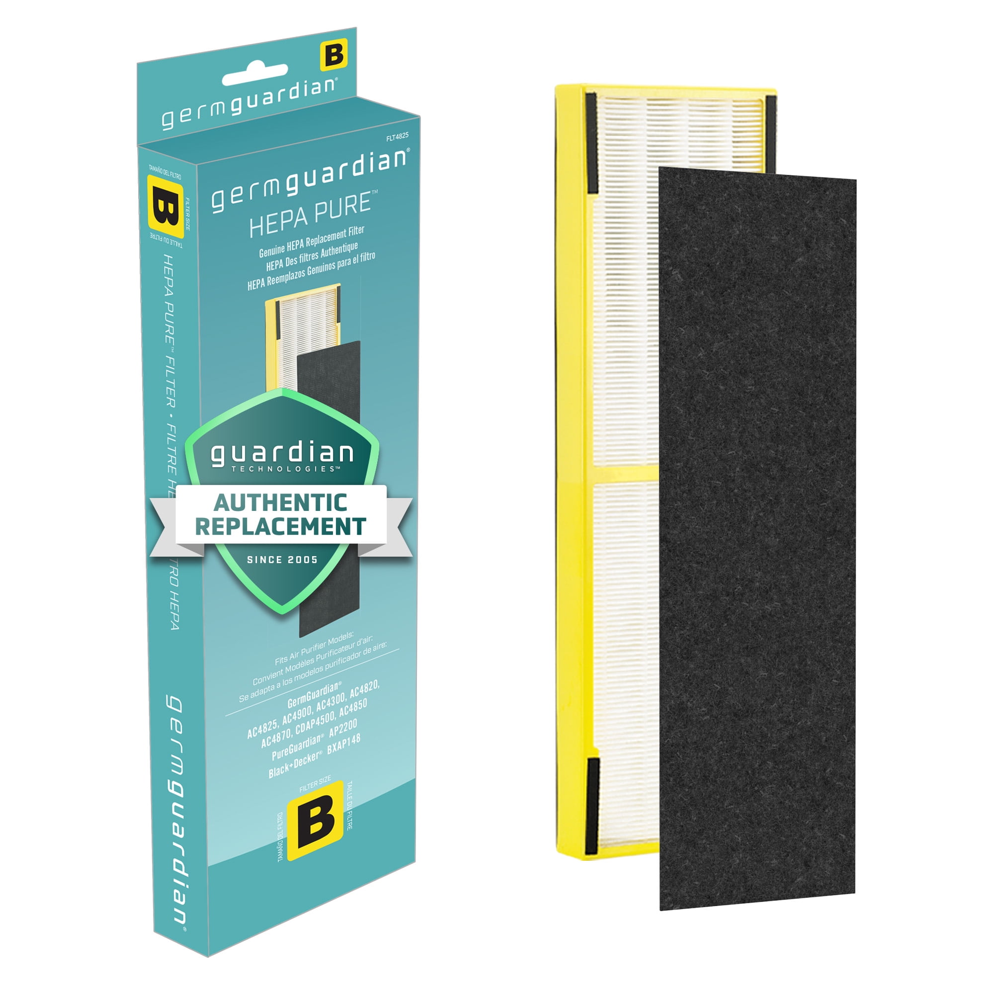 GermGuardian Filter B HEPA Pure Genuine Air Purifier Filter - Black/Yellow
