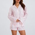 thumbnail image 1 of Pijamas Navideñas Conjunto de camisón y pantalones cortos con cuello de solapa Conjunto de ropa de dormir informal y acogedor para mujer Ygjytge Rosa T S para Mujer, 1 of 5