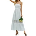 thumbnail image 2 of Franhais Women Beach Tube Dress with Lace Flowers, Solid Color Elegant Style Long Type Clothing, 2 of 9