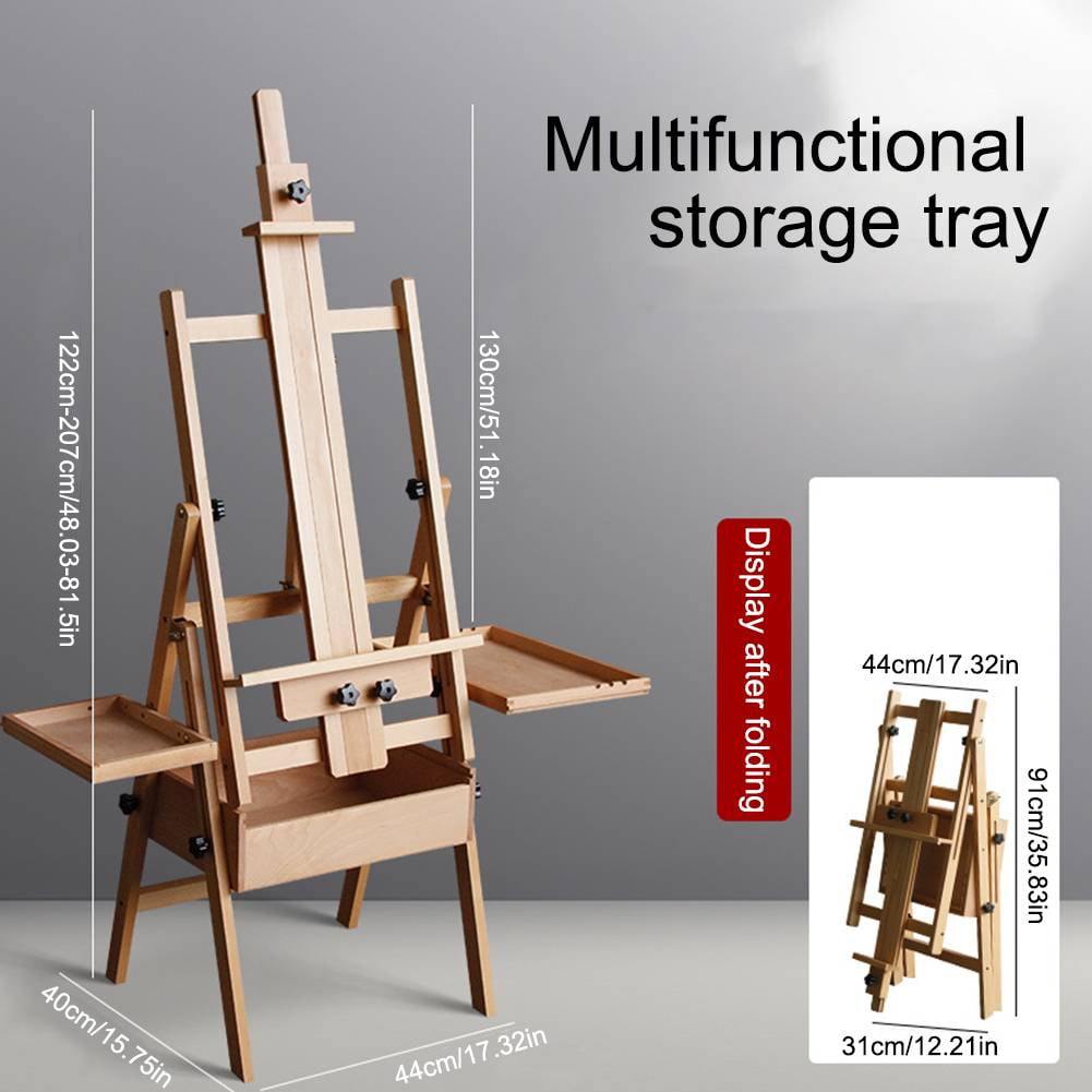 Qiyester Beech Multi-Function Easel, Foldable and Adjustable Height , Oil Painting Easel Suitable for Sketching and Oil Painting