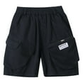thumbnail image 3 of HXWCHs Boys' Pants Boys Summer Workwear Style Casual Loose Fit Pants with Functional Zippers and Multiple Pockets for Outdoor Daily Wear Black 12-13 Years, 3 of 5