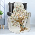 thumbnail image 4 of Tree House Soft Flannel Fleece Throw Blanket, Vintage Inspired Hand Painted Forest Home Family Tree, Cozy Plush for Indoor and Outdoor Use, 60" x 80", Multicolor, by Ambesonne, 4 of 5