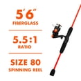 thumbnail image 5 of Ozark Trail Wayfarer Fiberglass Spinning Fishing Rod and Reel Combo for Adults, 5' 6", Orange, 2 Pieces, 5 of 17