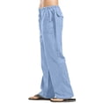 thumbnail image 2 of Men's Cotton Linen Pants Solid Color Casual Trousers, Lightweight Loose Beach Summer Pants for Vacation and Lounging,Light Blue,3XL, 2 of 5