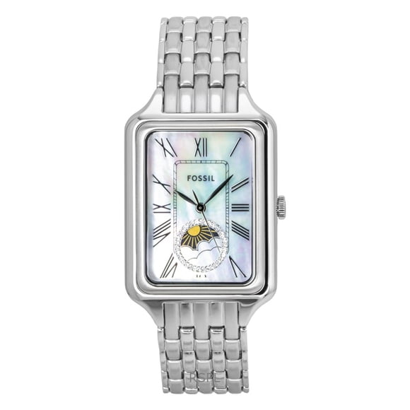 Fossil Raquel Stainless Steel Sun Moon Multifunction Mother Of Pearl Dial Quartz ES5400 Women's Watch