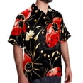 thumbnail image 2 of Seven Starred Ladybird Men's Short Sleeve Beach Shirts, Casual Printed Poplin Button Down, Unisex Summer Hawaiian Shirt, 2 of 6
