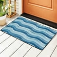 thumbnail image 2 of YFYANG 36"x24" Non-Slip Flannel Carpet Doormat, Living Room Bedroom Office Decorative Area Rugs, Indoor Blue Abstract Watercolor Waves Floor Mats, 2 of 7
