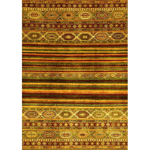 Ahgly Company Indoor Rectangle Abstract Yellow Contemporary Area Rugs, 7' x 9'